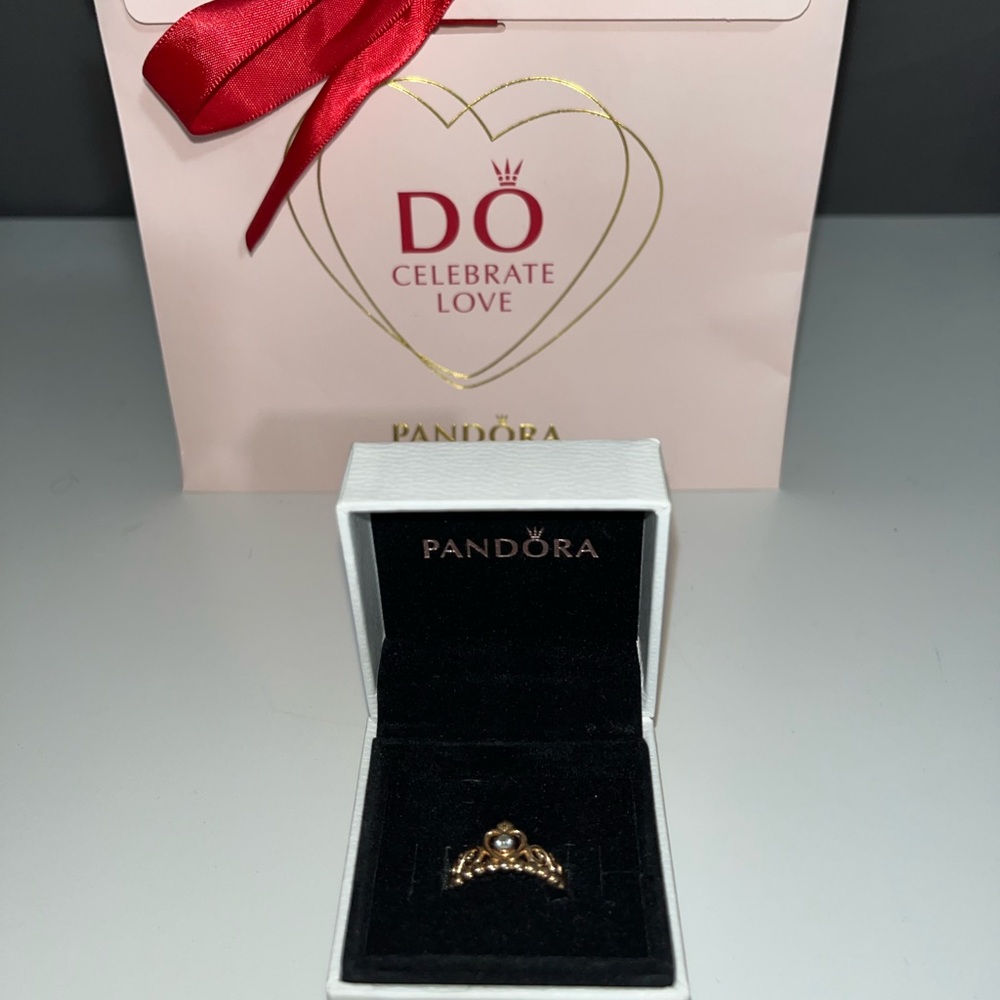 PANDORA Princess Tiara Crown Ring in Rose Gold